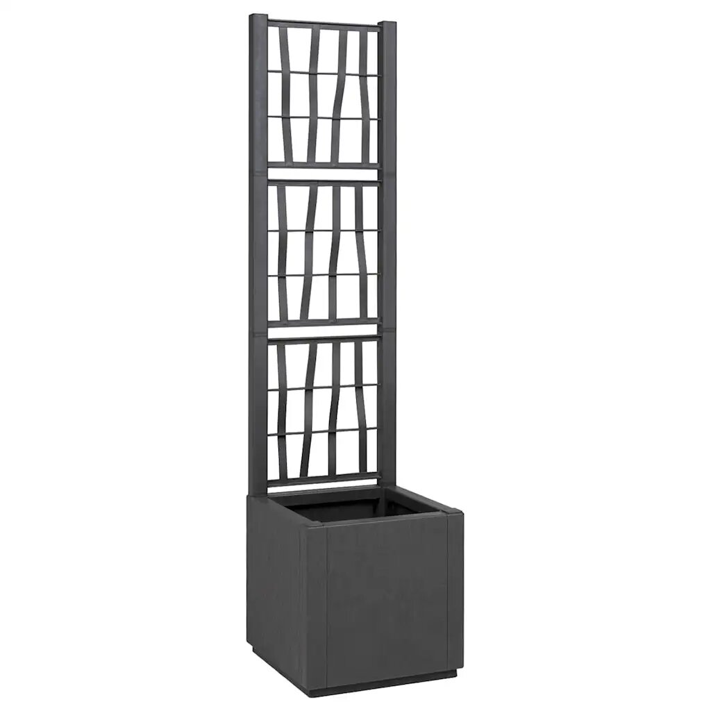 vidaXL Градинска саксия с решетка Тъмносиво 36 x 36 x 140 см ПП