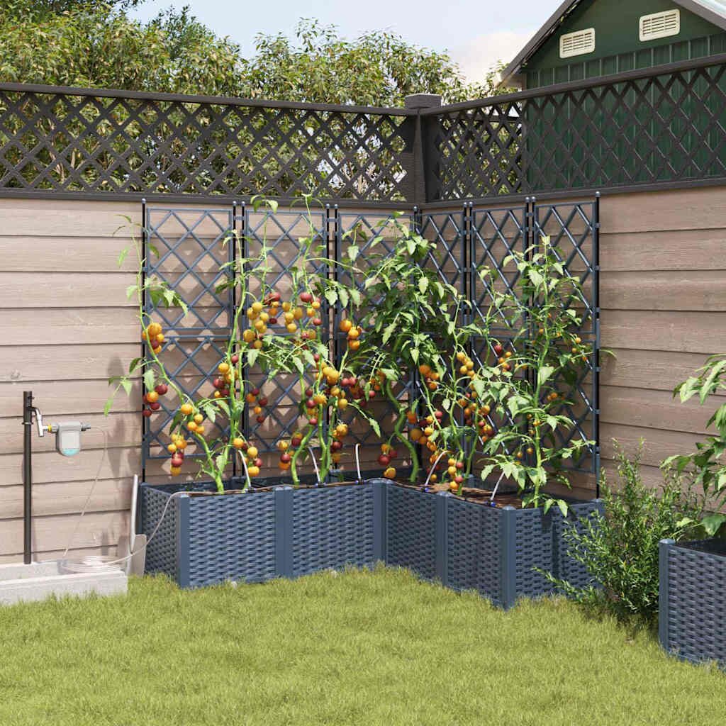vidaXL Градинска саксия Сиво 40 x 40 x 1255 см ПП