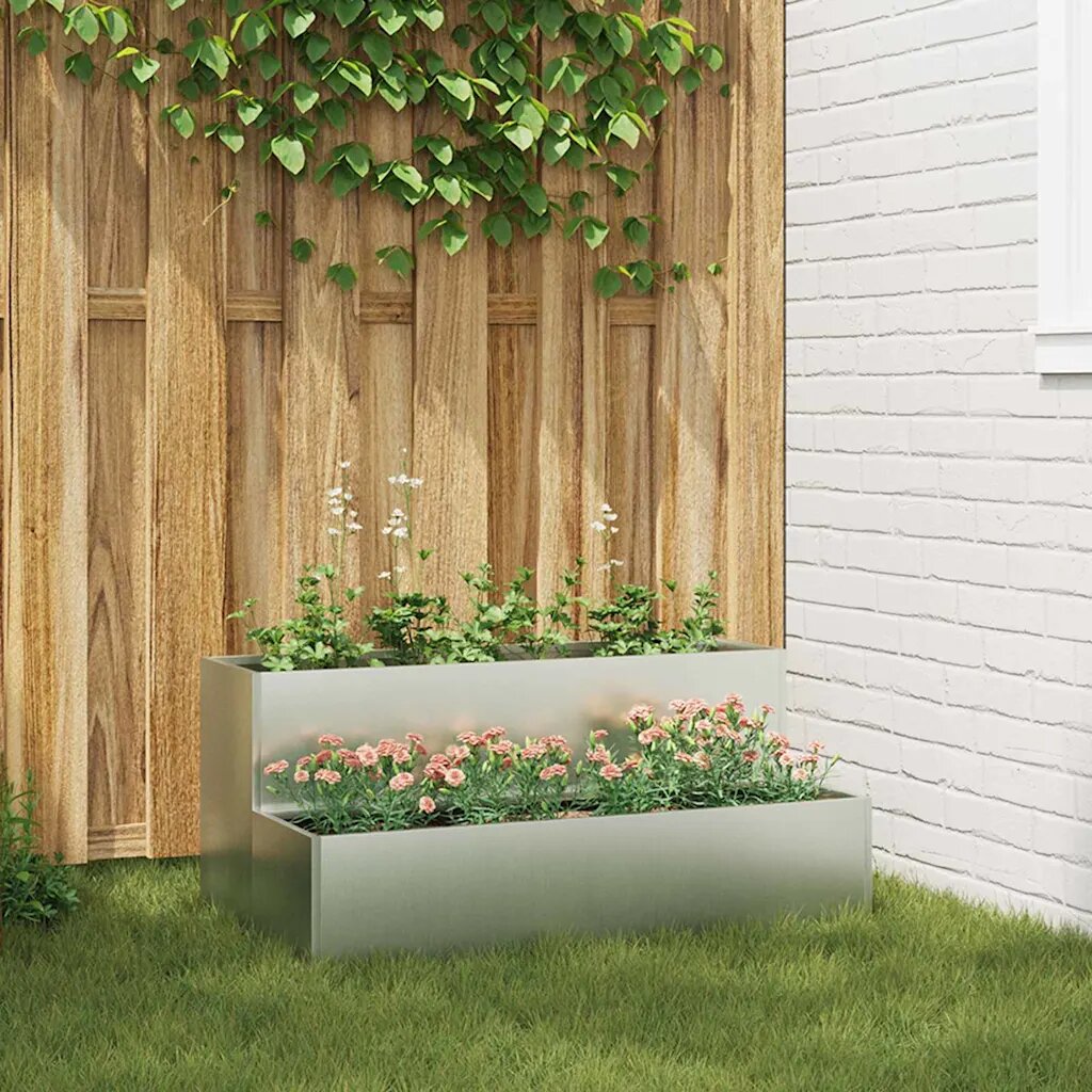 vidaXL Градинска саксия Сребрист 100 x 60 x 45 см