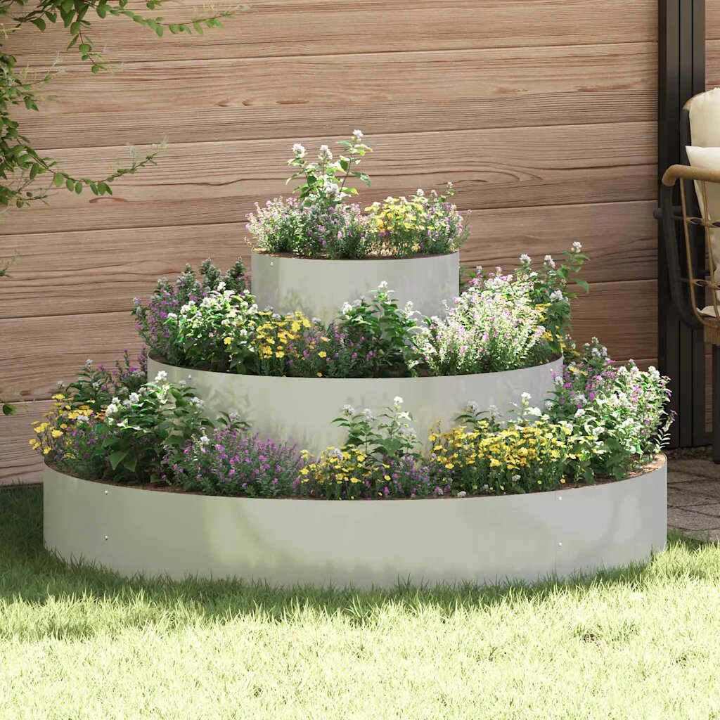 vidaXL Градинска саксия Сребрист 120 x 120 x 20 см