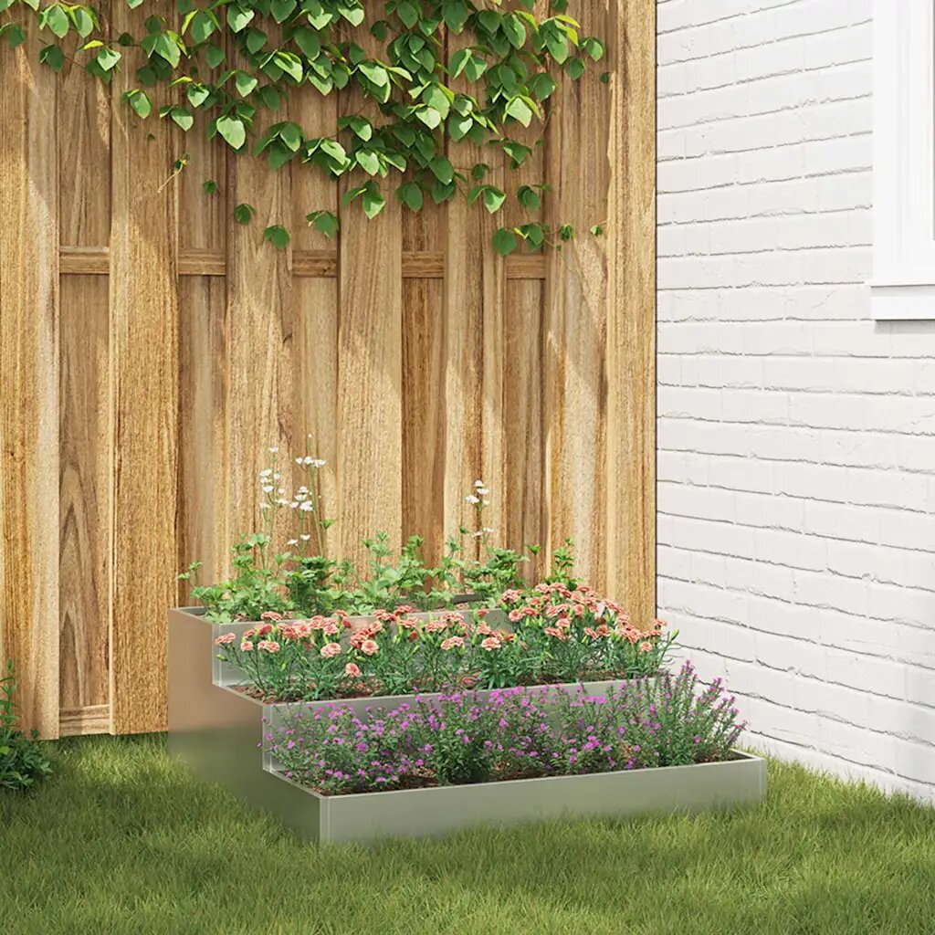 vidaXL Градинска саксия Сребрист 90 x 90 x 35 см Галванизирана стомана