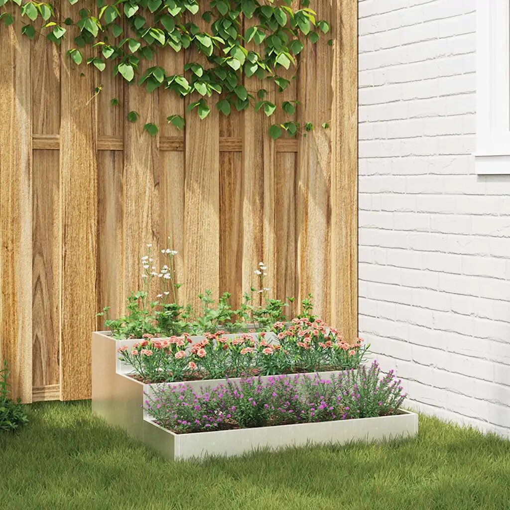 vidaXL Градинска саксия Сребрист 90 x 90 x 35 см Неръждаема стомана