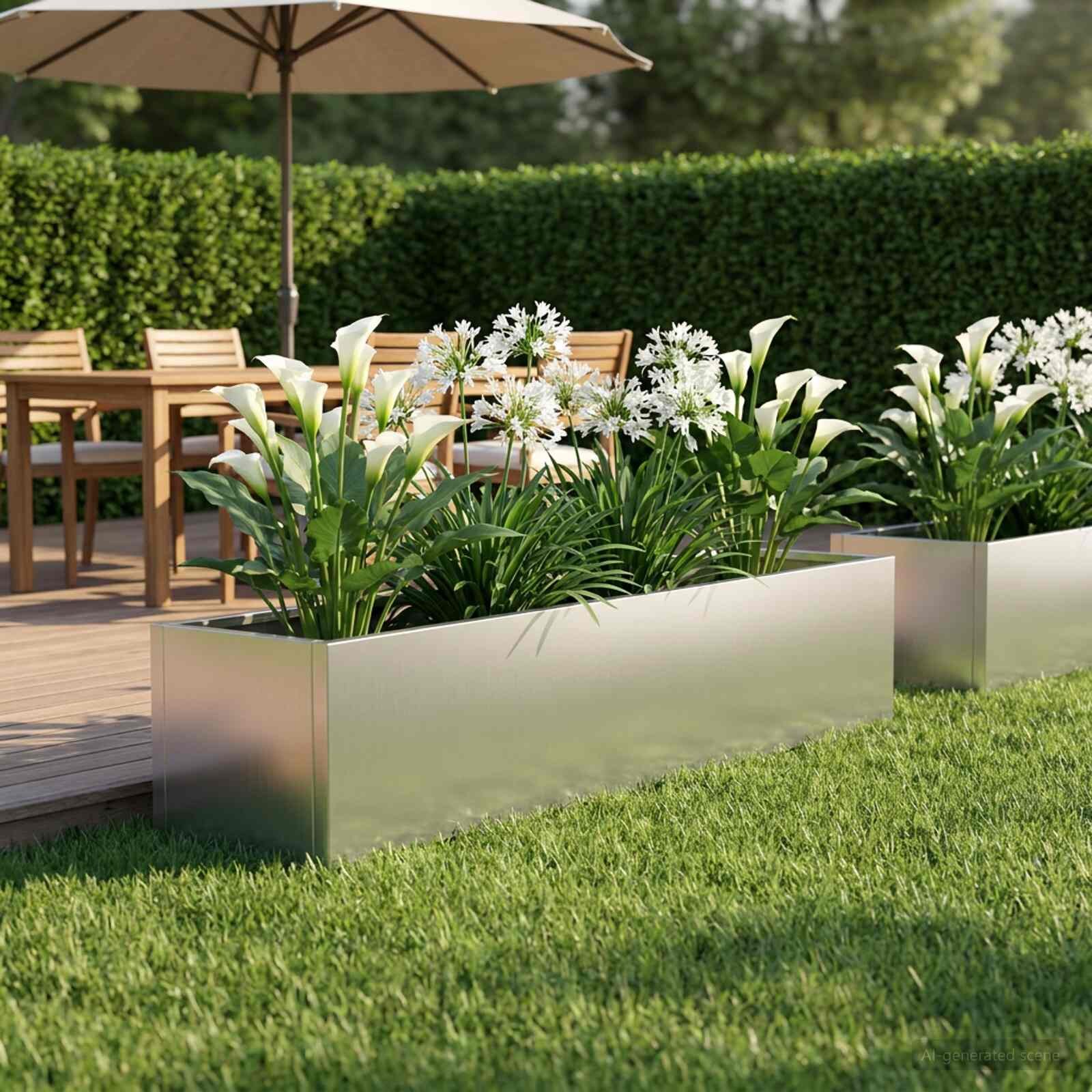 vidaXL Градинска саксия Сребристо 100 x 20 x 20 см Поцинкована стомана