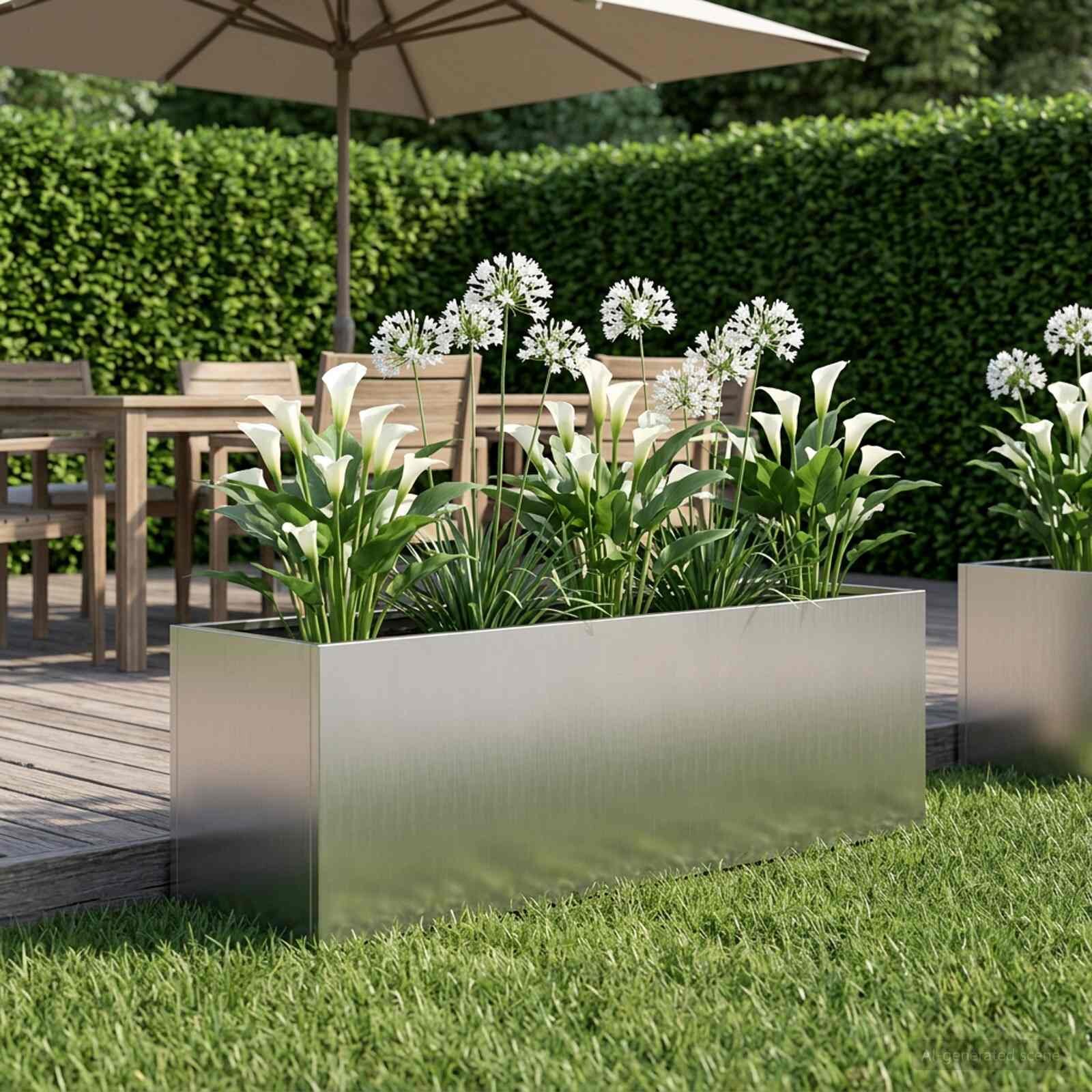 vidaXL Градинска саксия Сребристо 100 x 30 x 30 cm Поцинкована стомана