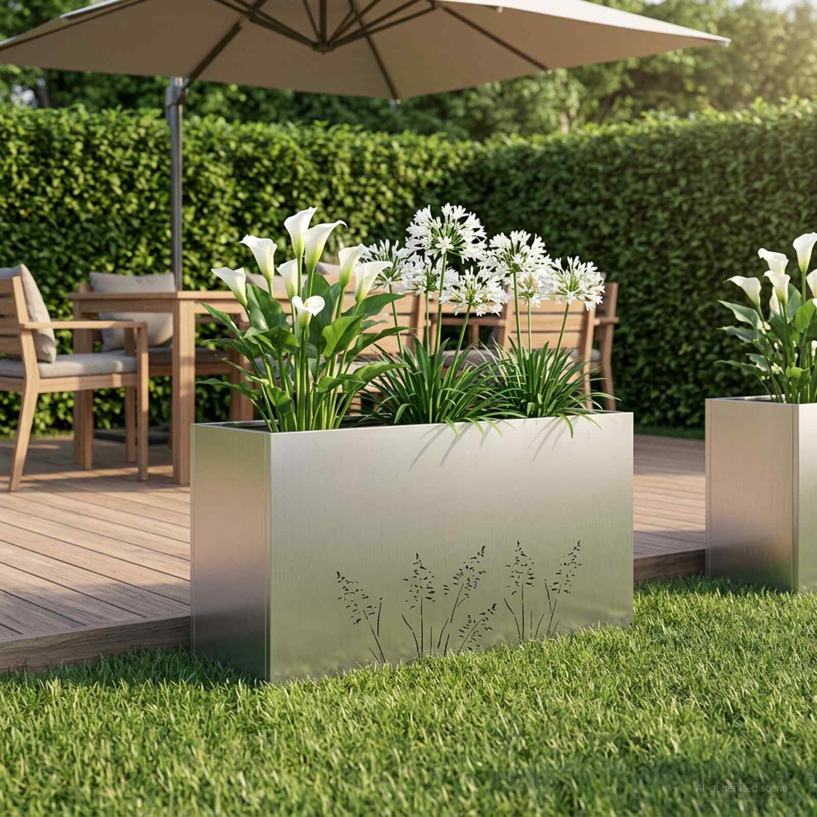 vidaXL Градинска саксия Сребристо 100 x 30 x 49 см Поцинкована стомана