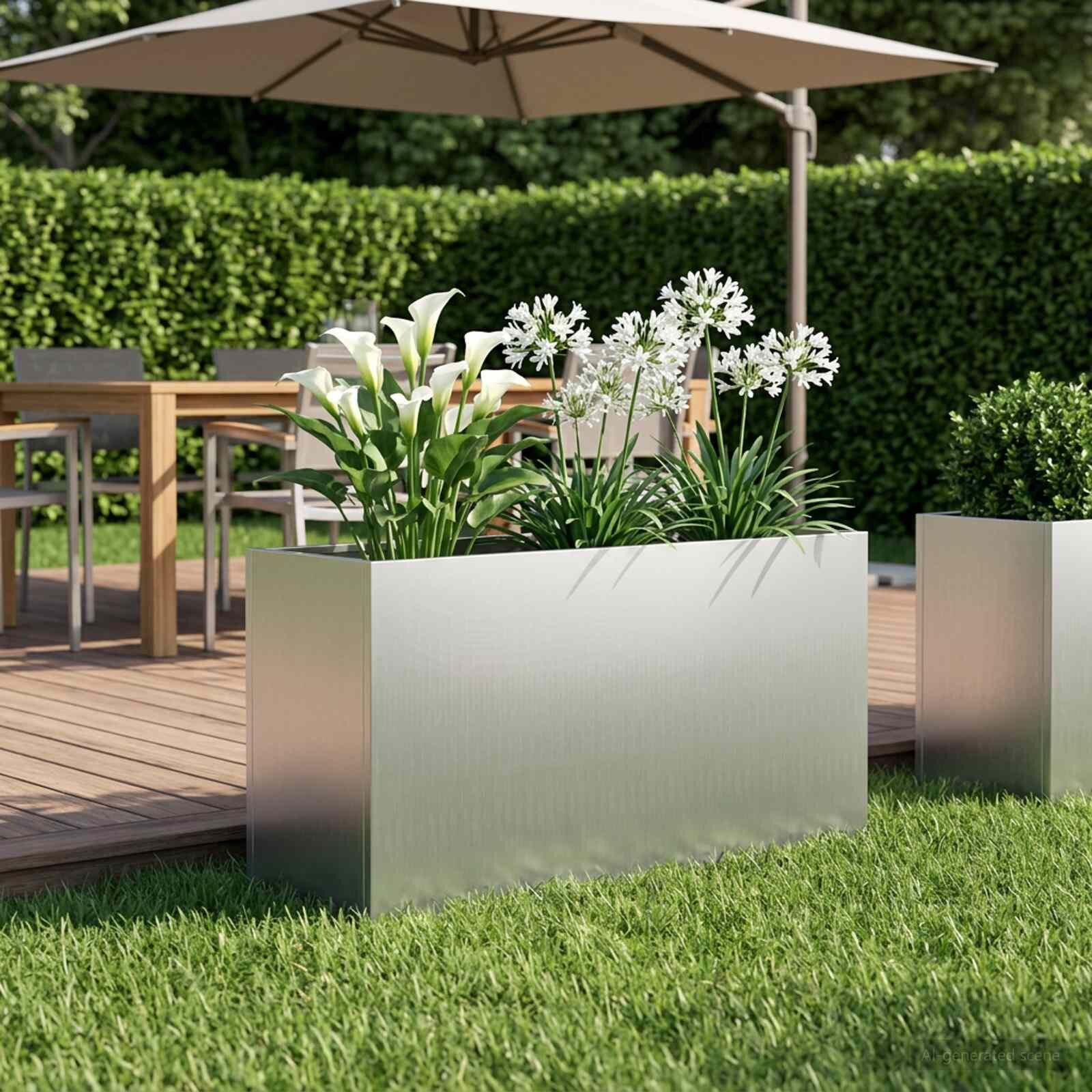 vidaXL Градинска саксия Сребристо 100 x 30 x 50 cm Поцинкована стомана