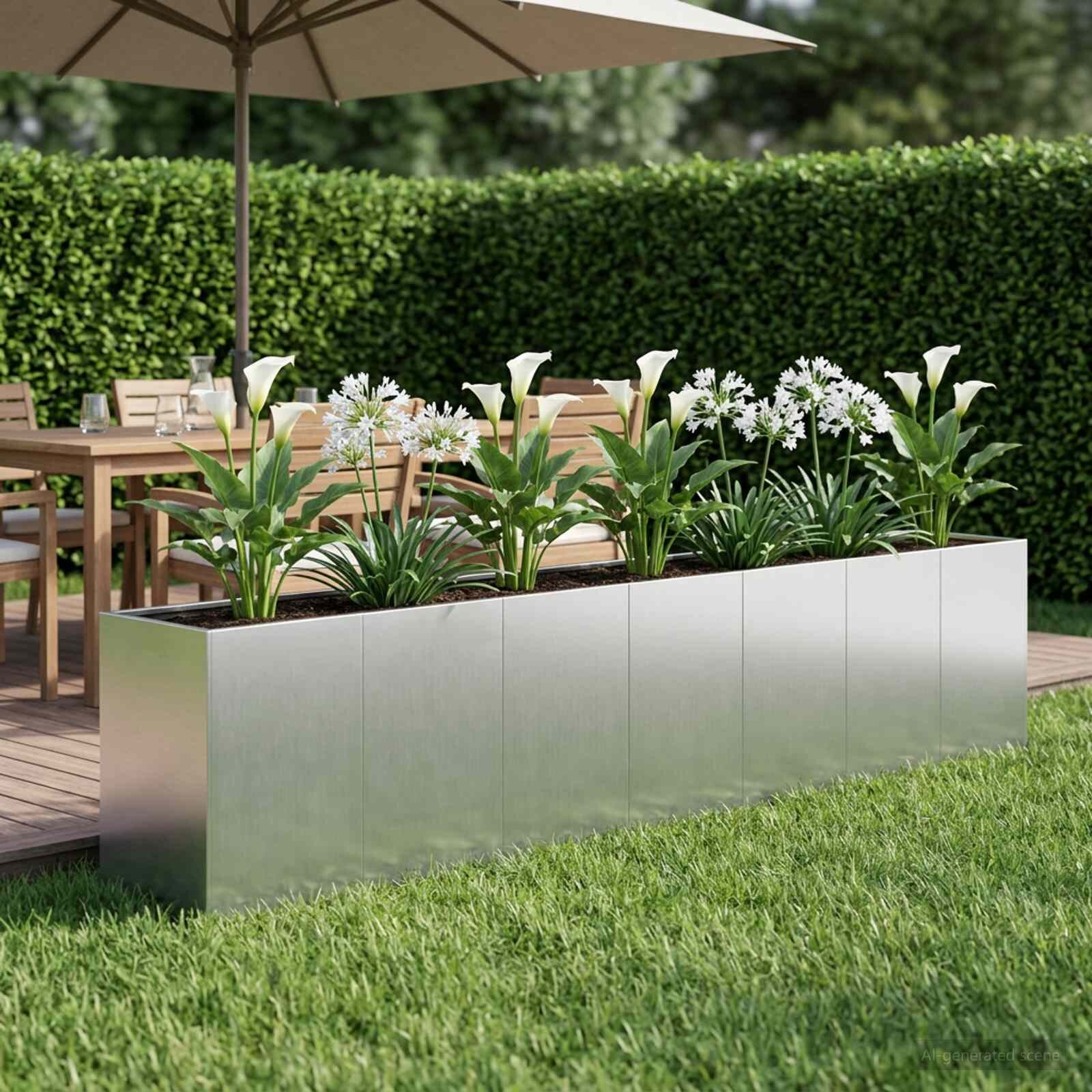 vidaXL Градинска саксия Сребристо 280 x 40 x 60 см Поцинкована стомана
