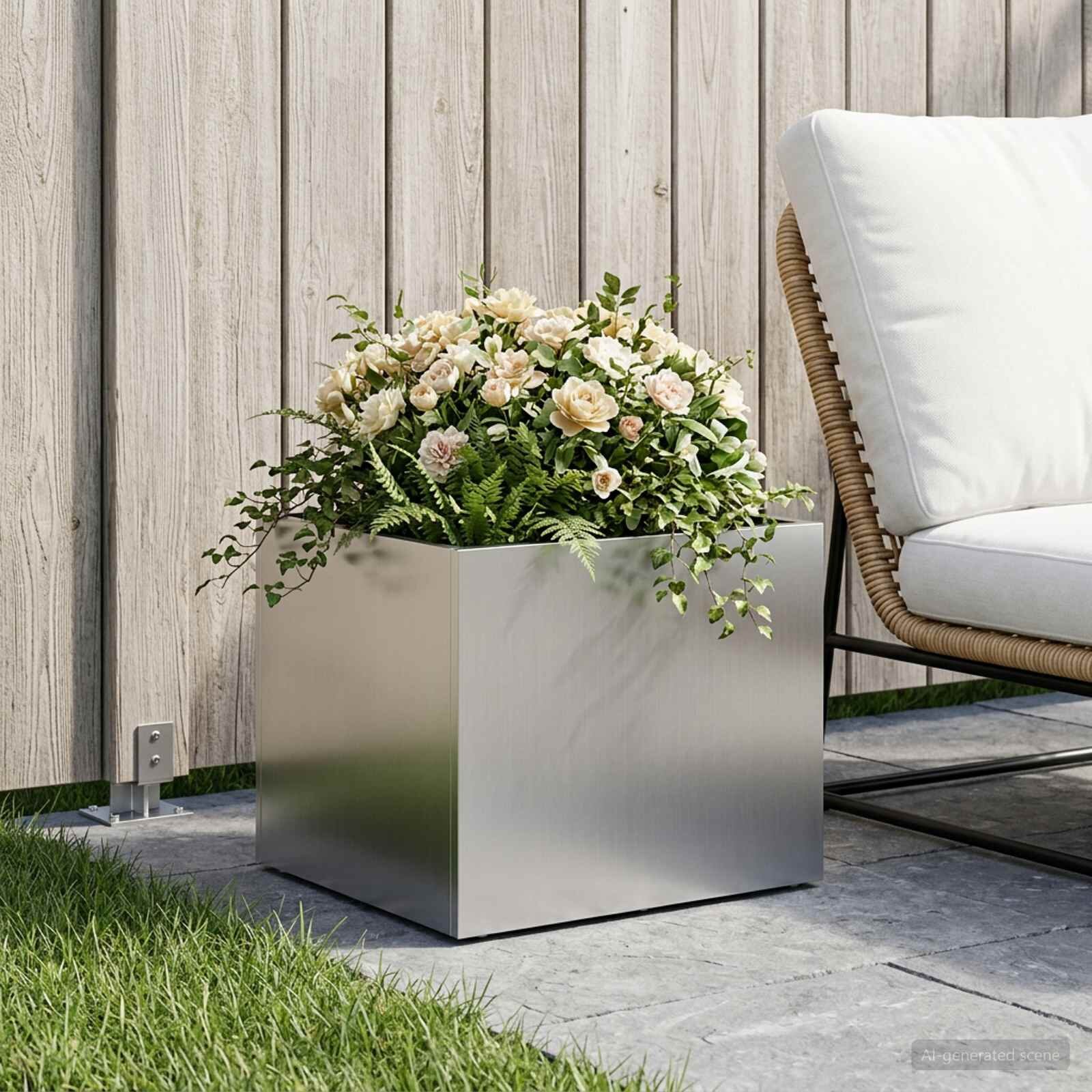 vidaXL Градинска саксия Сребристо 40 x 30 x 30 см Поцинкована стомана