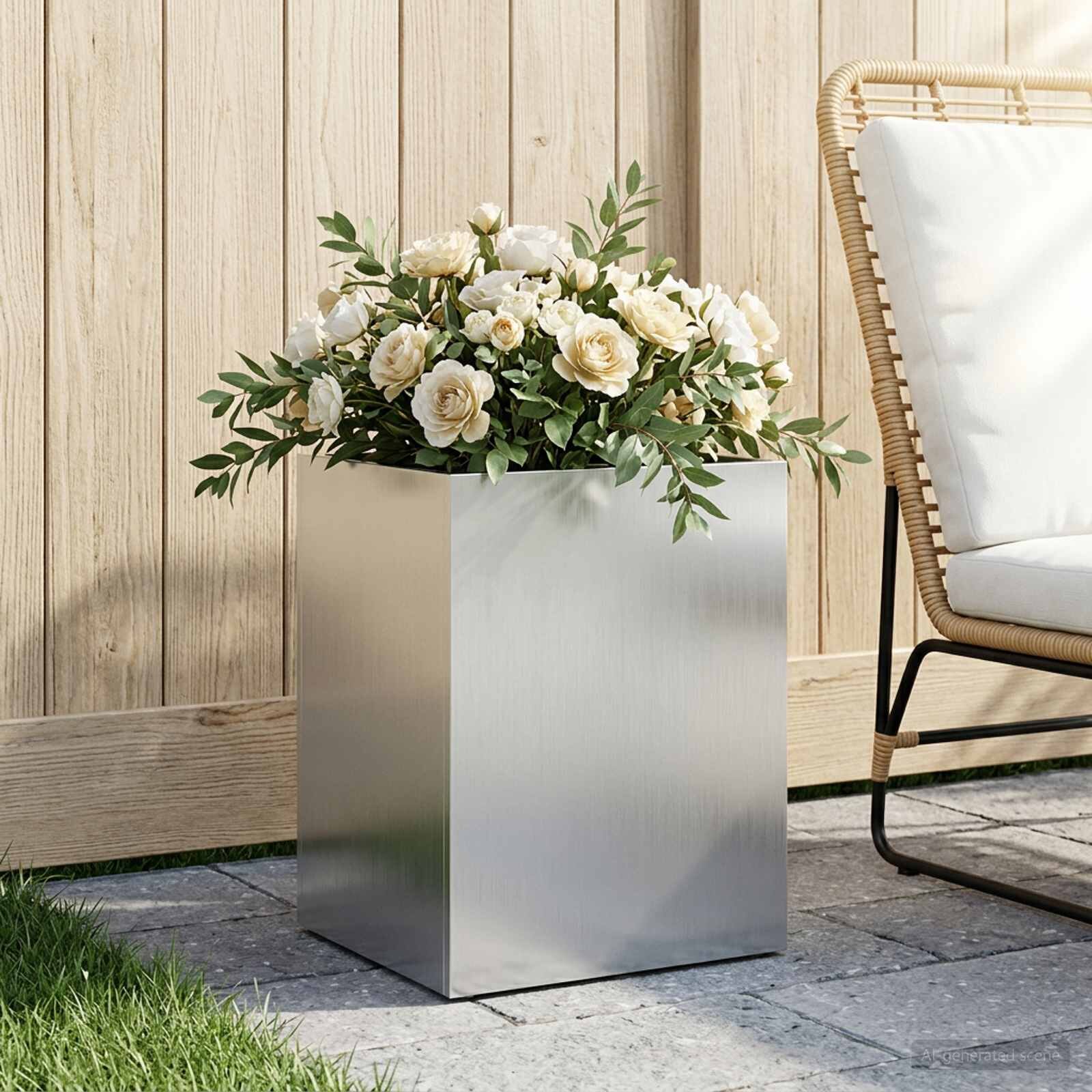 vidaXL Градинска саксия Сребристо 40 x 30 x 40 см Поцинкована стомана