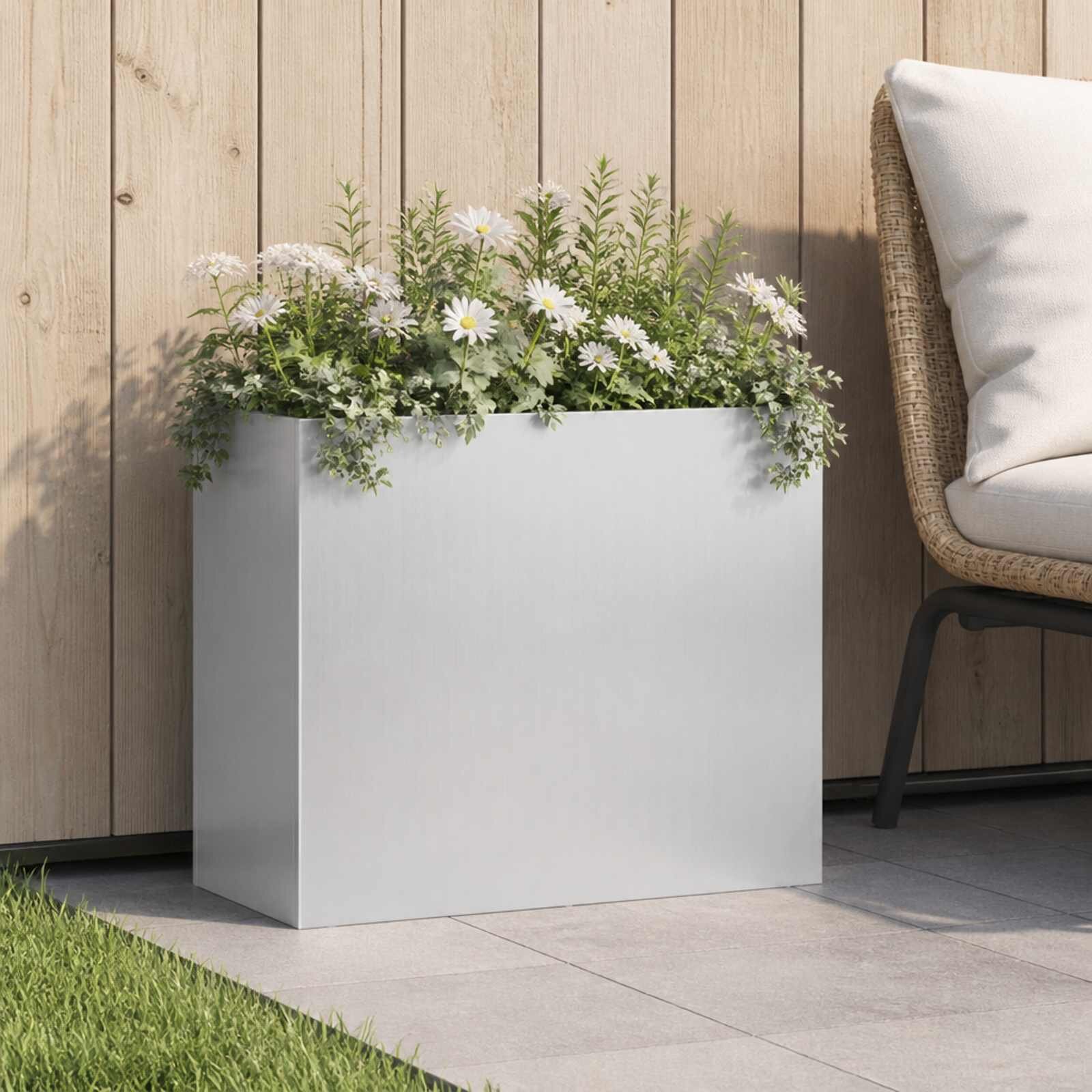 vidaXL Градинска саксия Сребристо 50 x 20 x 40 см Поцинкована стомана