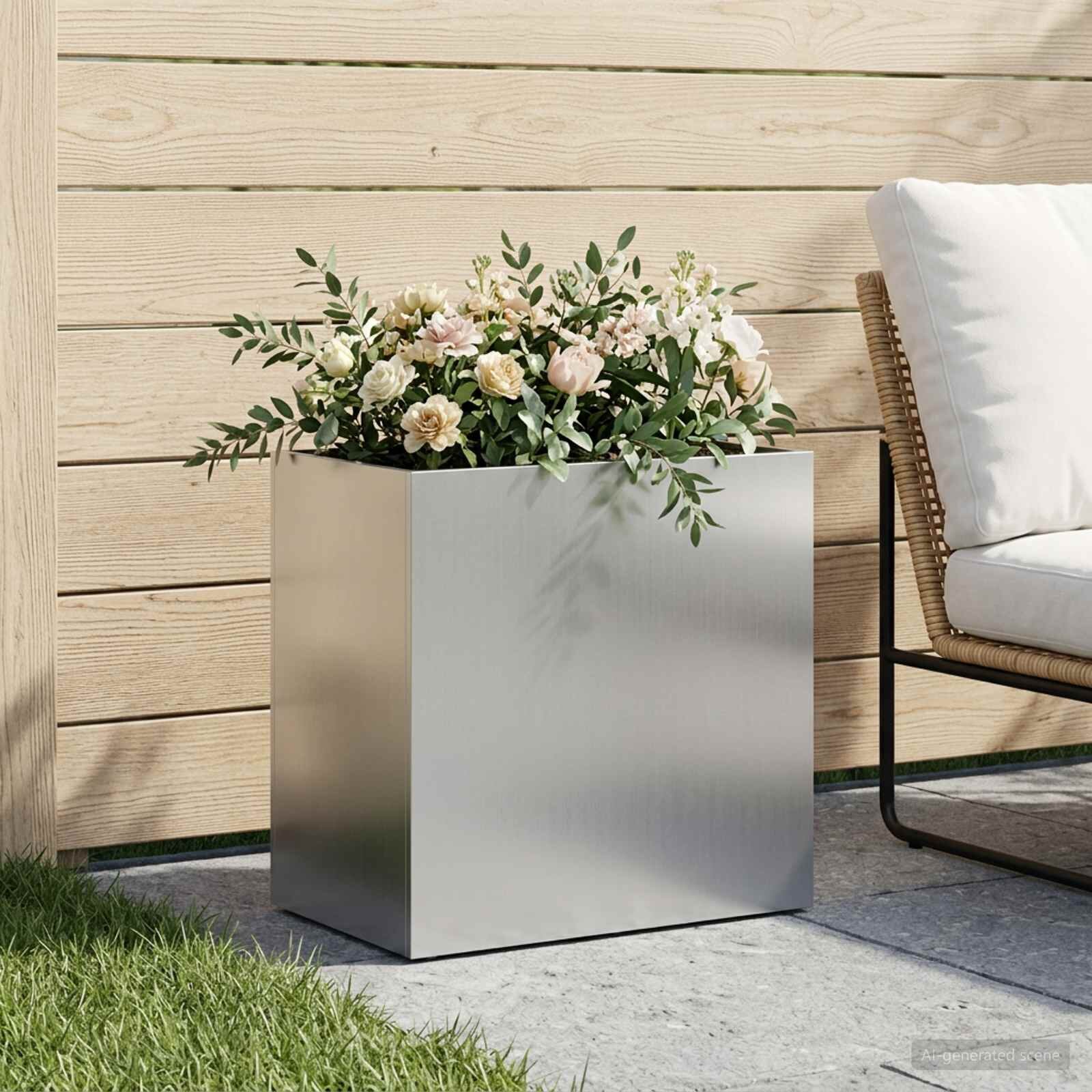 vidaXL Градинска саксия Сребристо 50 x 30 x 40 см Поцинкована стомана