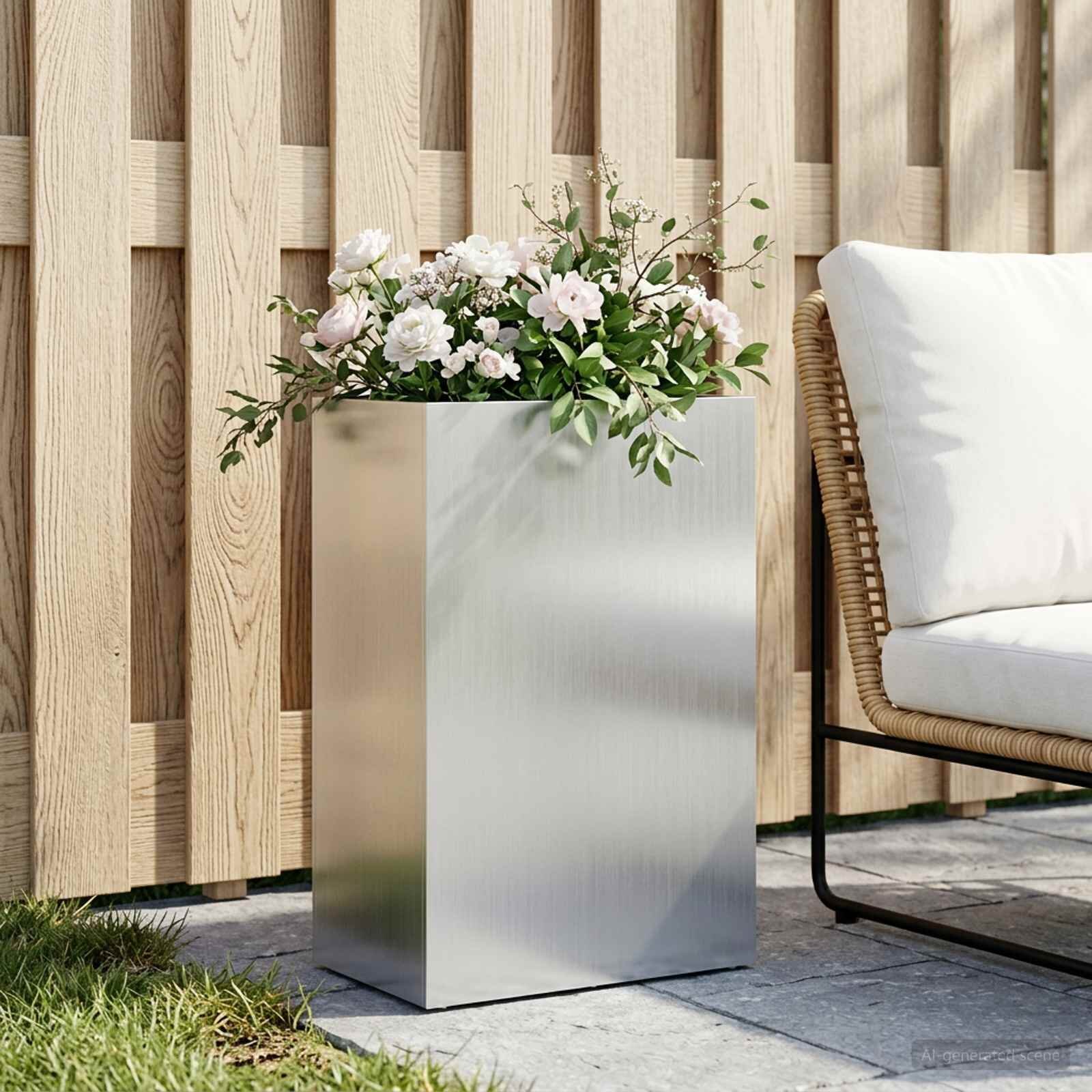 vidaXL Градинска саксия Сребристо 50 x 30 x 75 см Поцинкована стомана