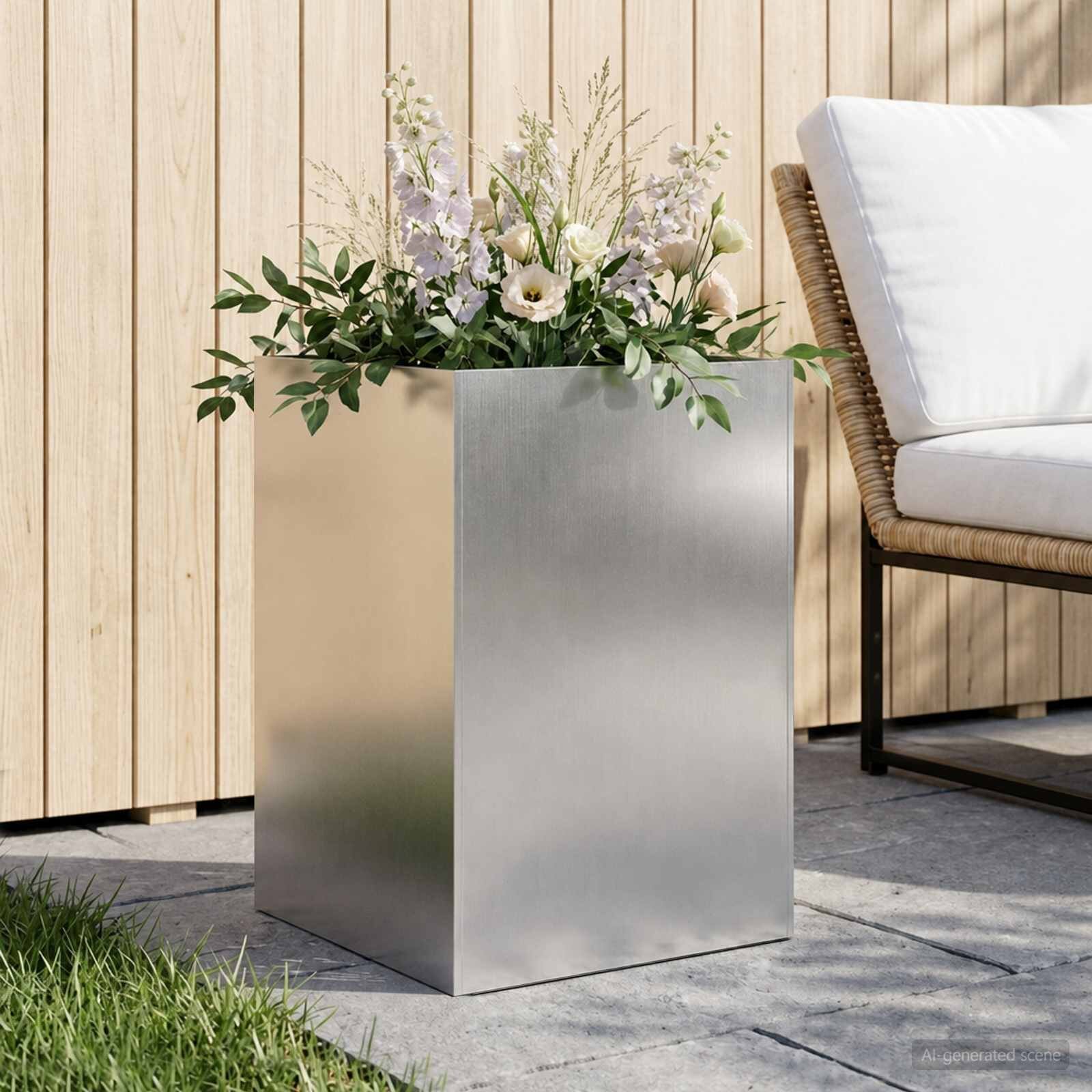 vidaXL Градинска саксия Сребристо 50 x 50 x 75 cm Неръждаема стомана