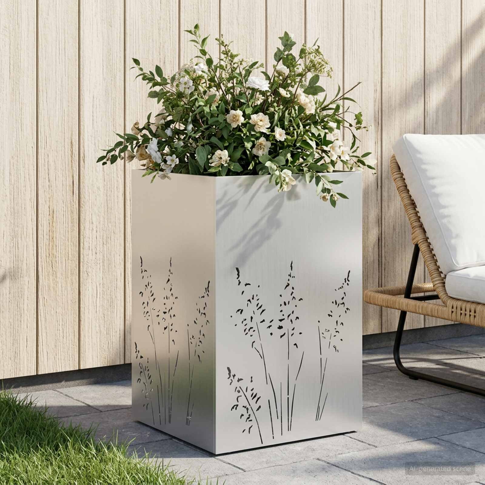 vidaXL Градинска саксия Сребристо 50 x 50 x 75 cm Поцинкована стомана