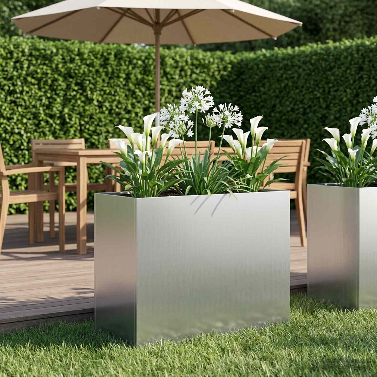 vidaXL Градинска саксия Сребристо 60 x 30 x 50 см Поцинкована стомана