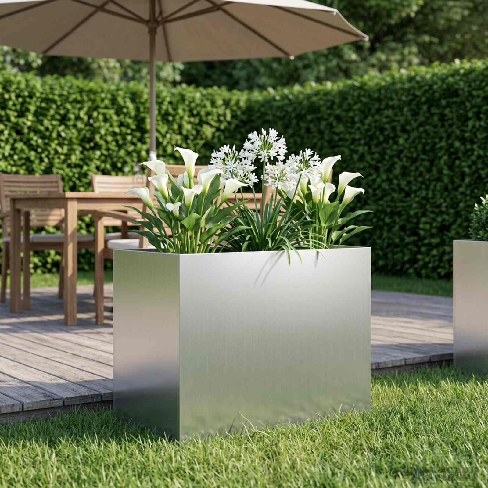 vidaXL Градинска саксия Сребристо 60 x 40 x 50 cm Поцинкована стомана