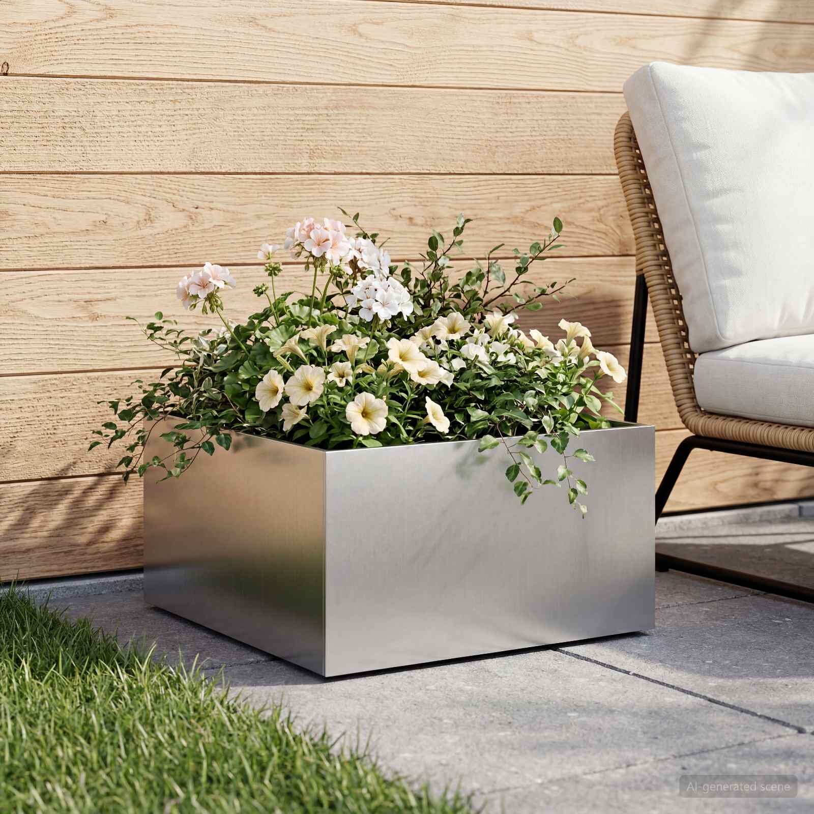 vidaXL Градинска саксия Сребристо 60 x 60 x 30 cm Поцинкована стомана