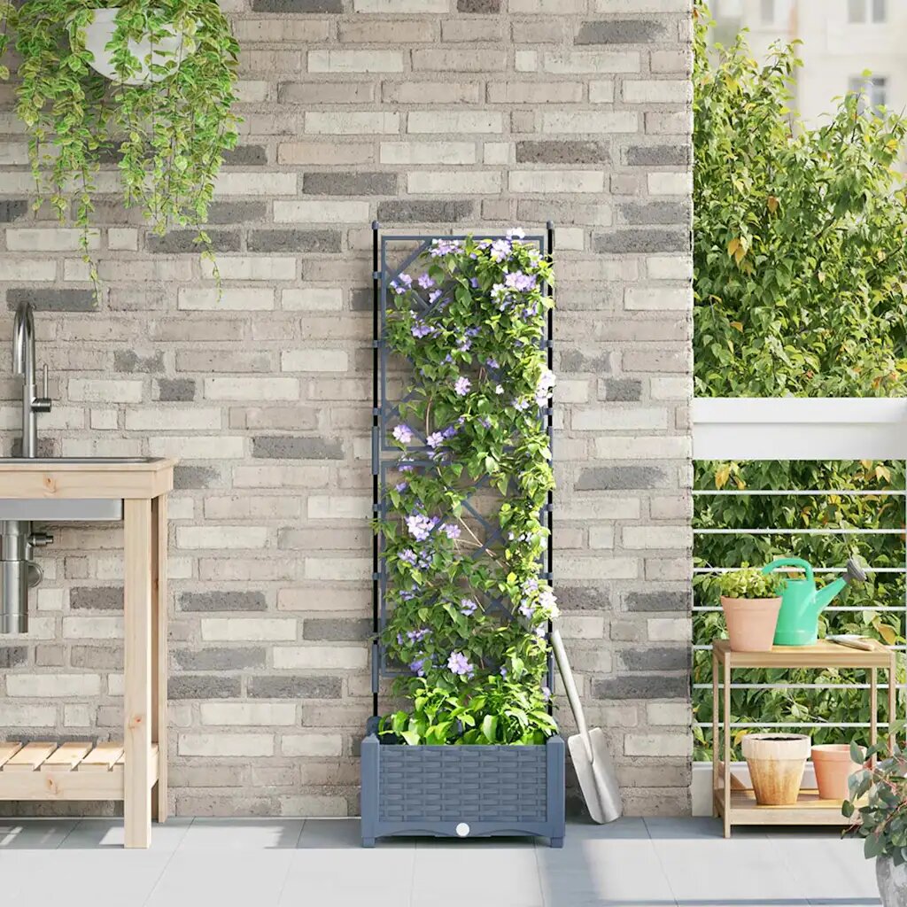 vidaXL Градинска саксия Светлосиво 40 x 40 x 1255 см ПП