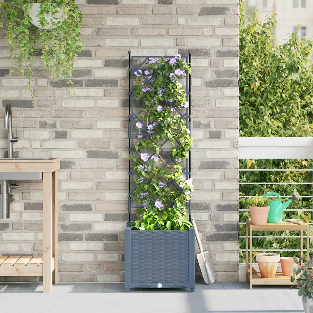 vidaXL Градинска саксия Светлосиво 40 x 40 x 143 см ПП
