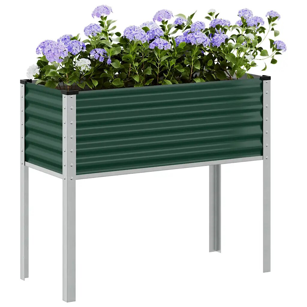vidaXL Градинска саксия зелена 100x45x90 см стомана
