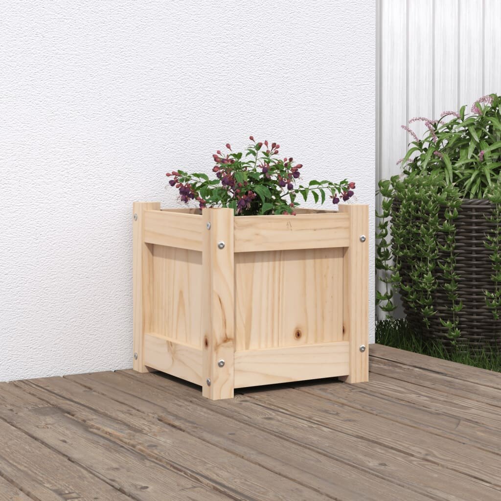 vidaXL Градинска сандък 31x31x31 см борово дърво масив