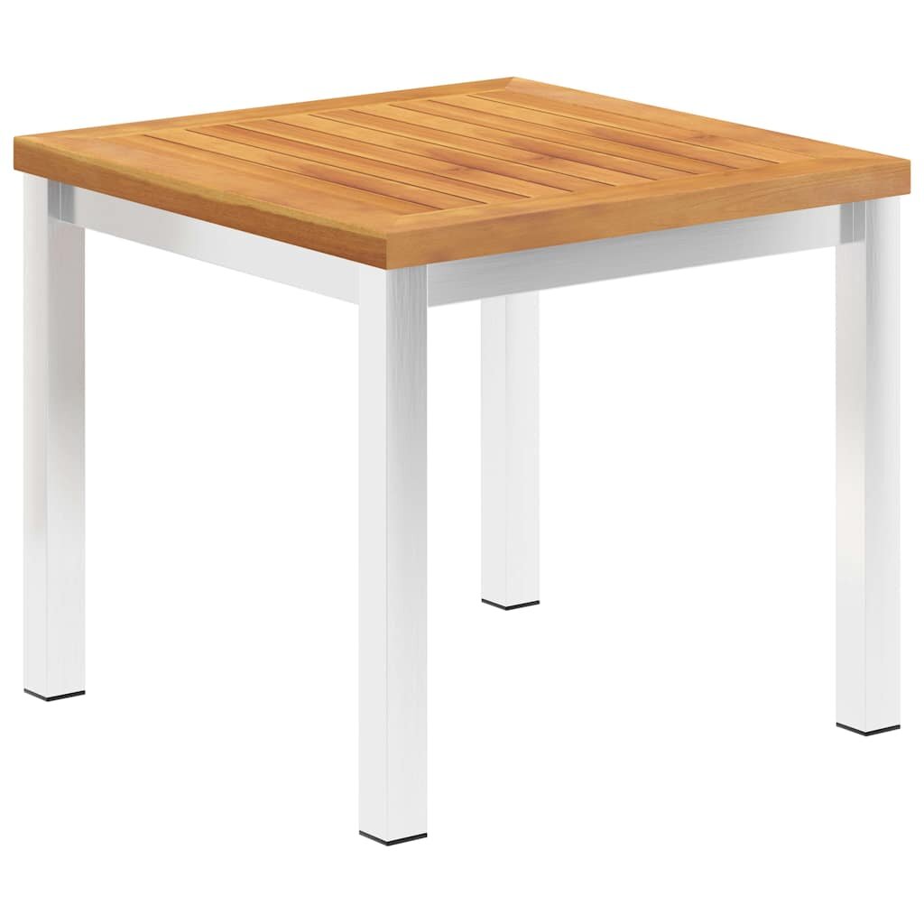 vidaXL Градинска странична маса 45x45x38 см акация масив и инокс