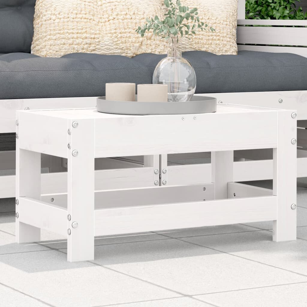 vidaXL Градинска табуретка бяла 62x30x32 см бор масив