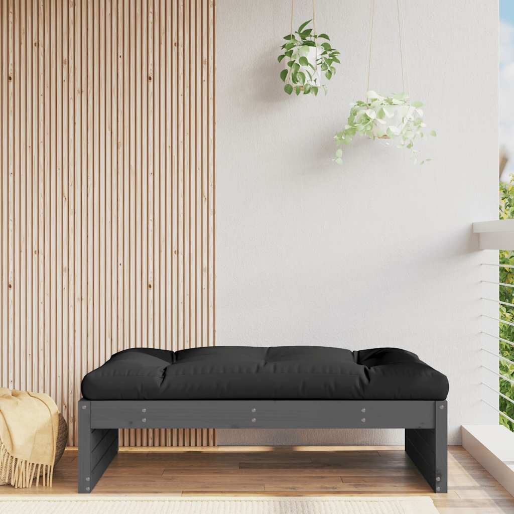 vidaXL Градинска табуретка сива 120x80 см борова дървесина масив