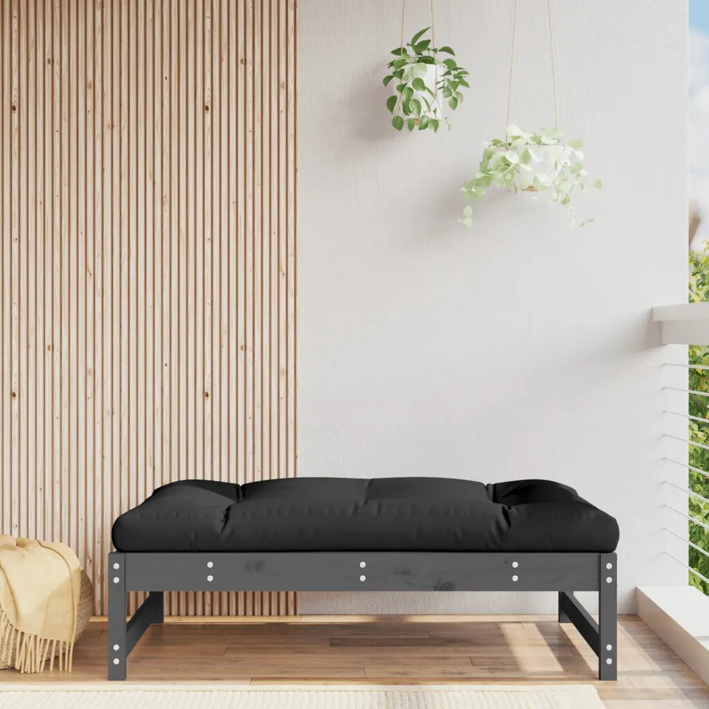 vidaXL Градинска табуретка сива 120x80 см борова дървесина масив