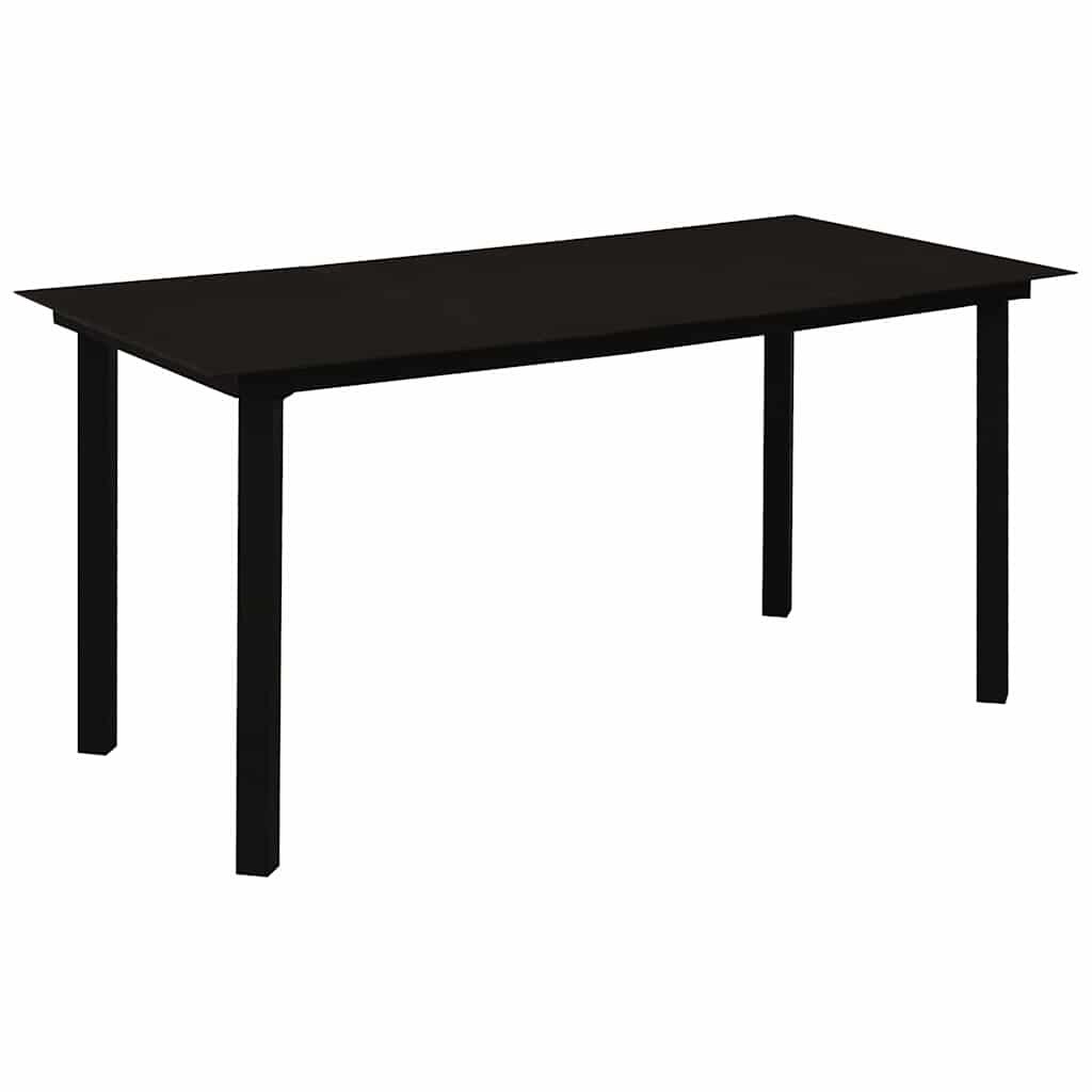 vidaXL Градинска трапезна маса черна 150x80x74 см стомана и стъкло