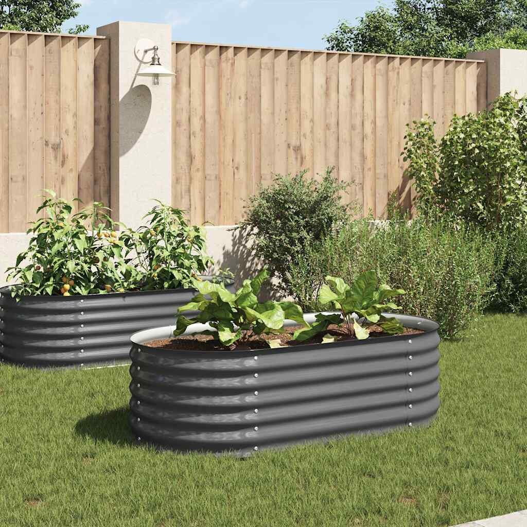 vidaXL Градинска висока леха 160x80x44 см поцинкована стомана сива