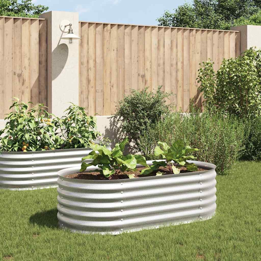 vidaXL Градинска висока леха 160x80x44 см поцинкована стомана сребро