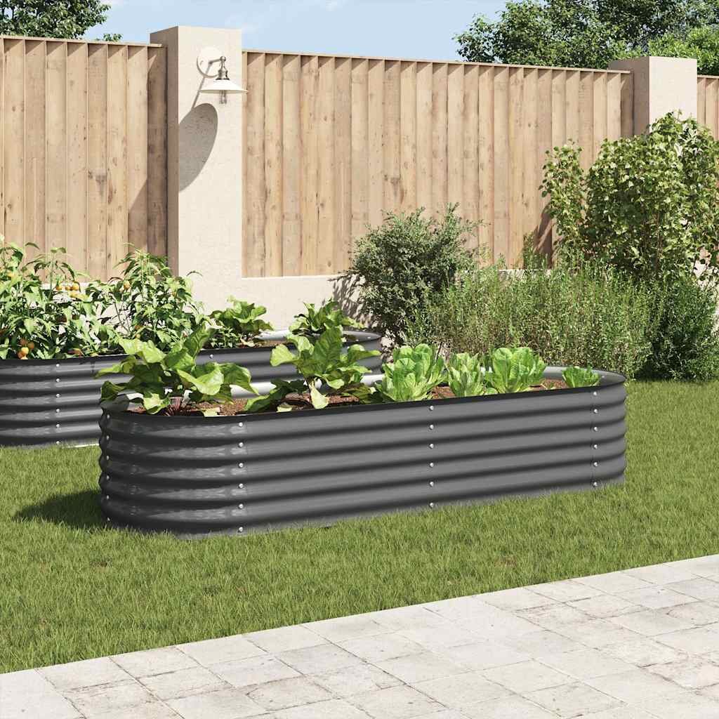vidaXL Градинска висока леха 240x80x44 см поцинкована стомана сива