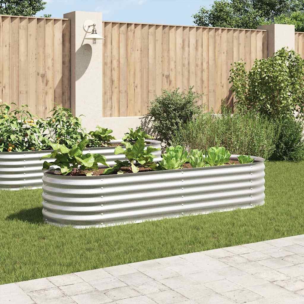 vidaXL Градинска висока леха 240x80x44 см поцинкована стомана сребро