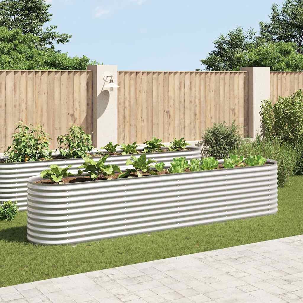 vidaXL Градинска висока леха 400x80x81 см поцинкована стомана сребро