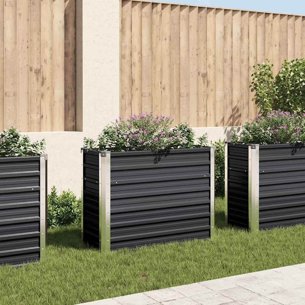 vidaXL Градинска висока леха антрацит 100x40x77 см поцинкована стомана