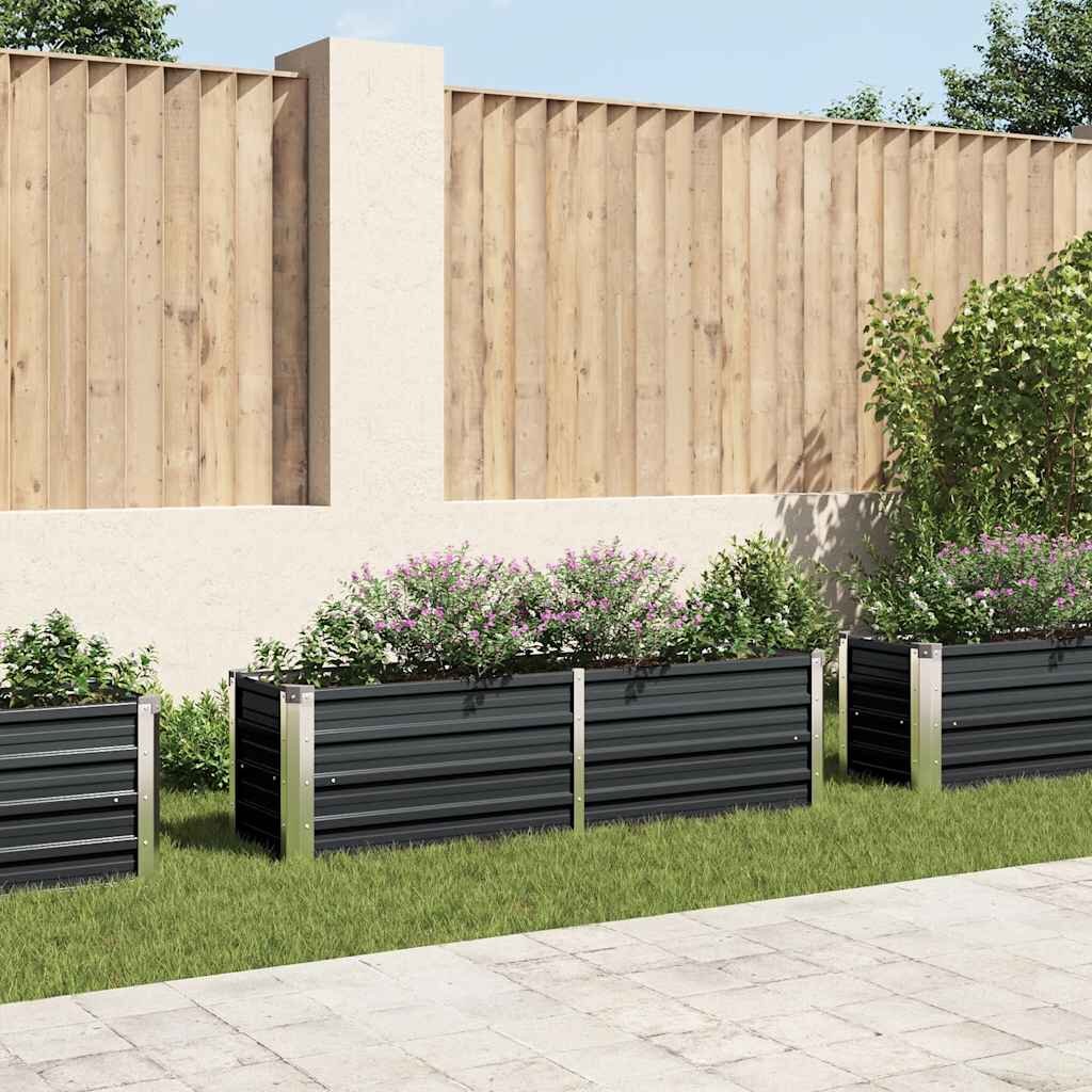 vidaXL Градинска висока леха антрацит 160x40x45 см поцинкована стомана