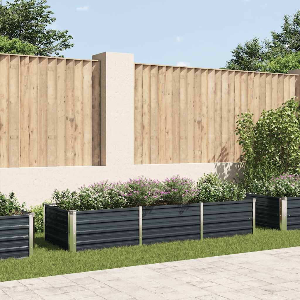 vidaXL Градинска висока леха антрацит 240x80x45 см поцинкована стомана