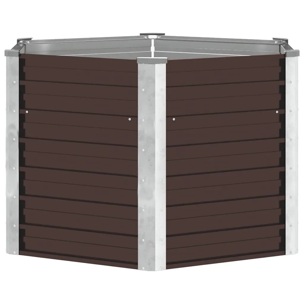 vidaXL Градинска висока леха кафява 129x129x77 см поцинкована стомана