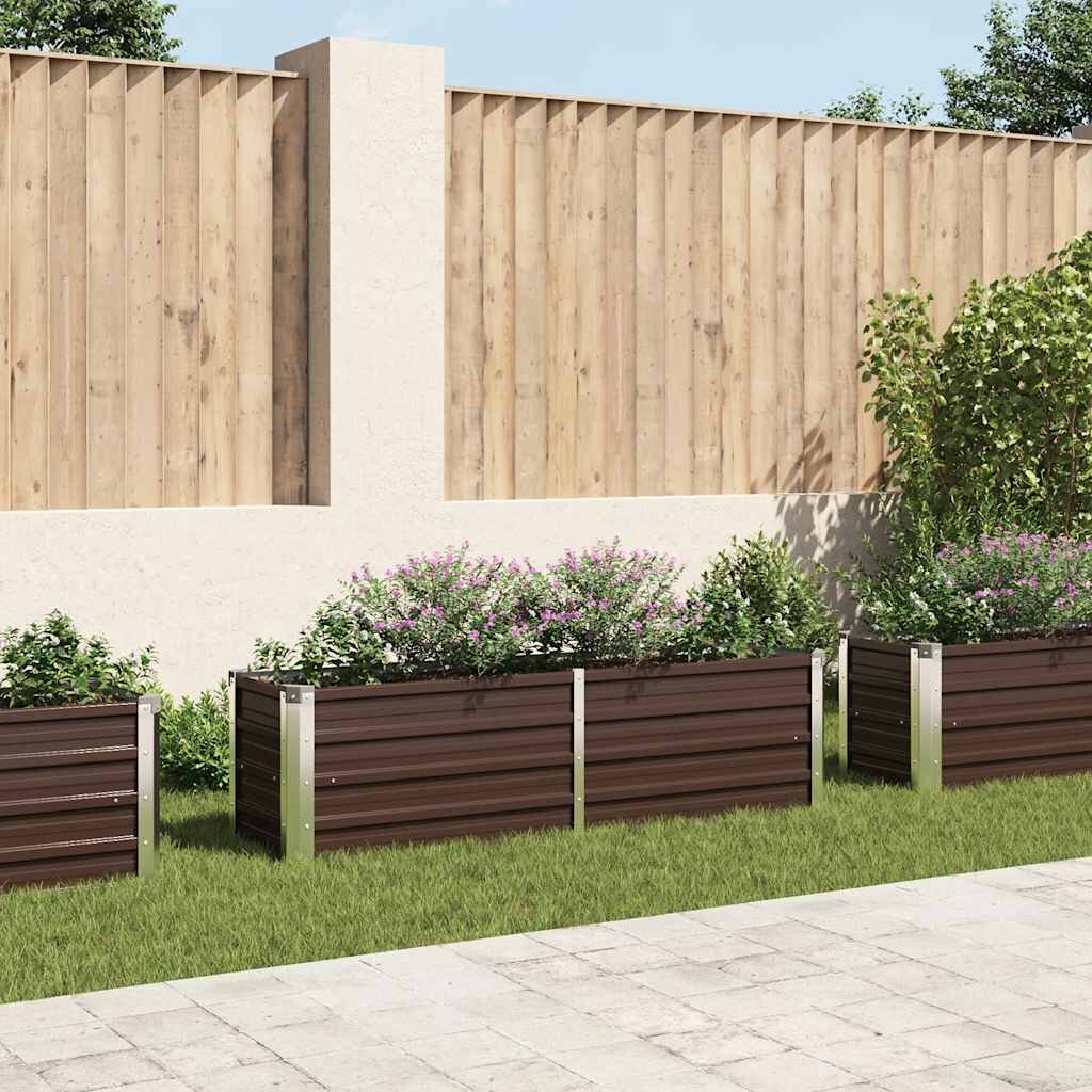vidaXL Градинска висока леха кафява 160x40x45 см поцинкована стомана