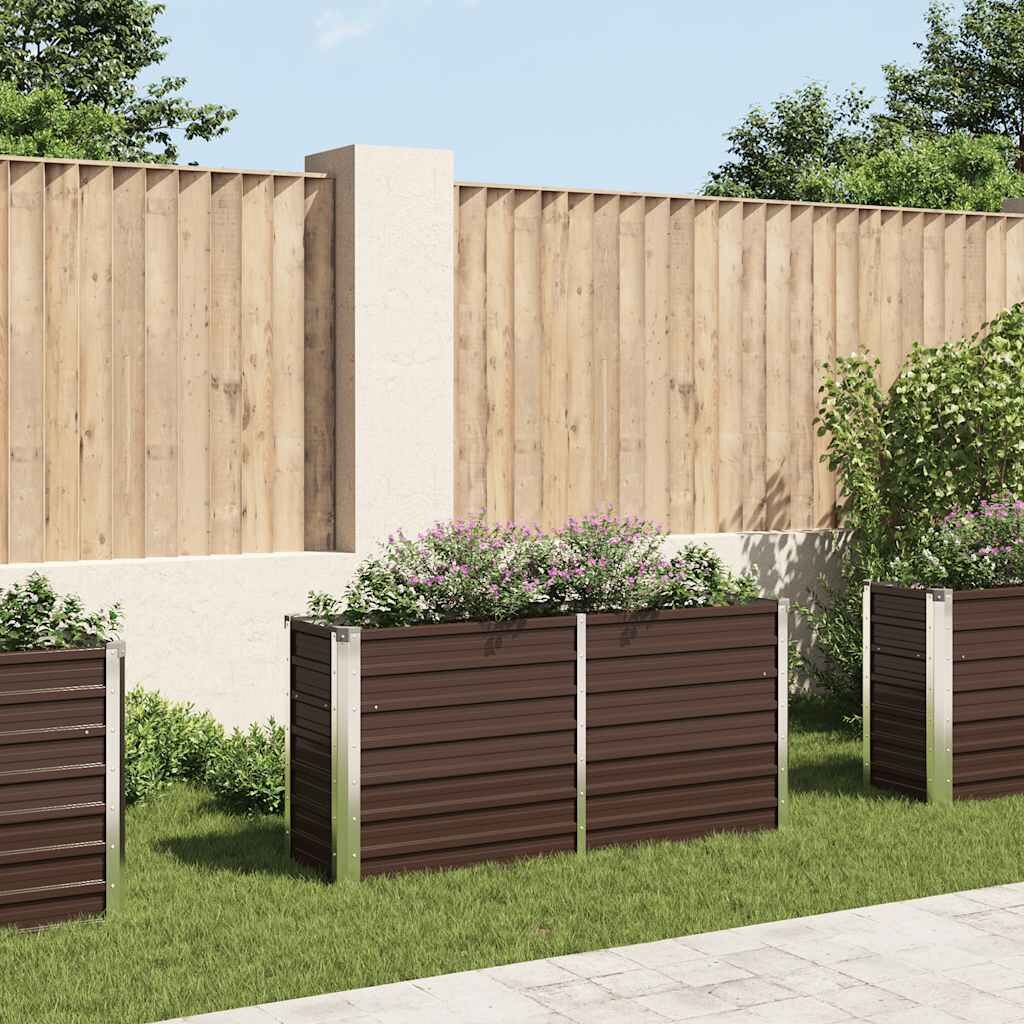 vidaXL Градинска висока леха кафява 160x40x77 см поцинкована стомана