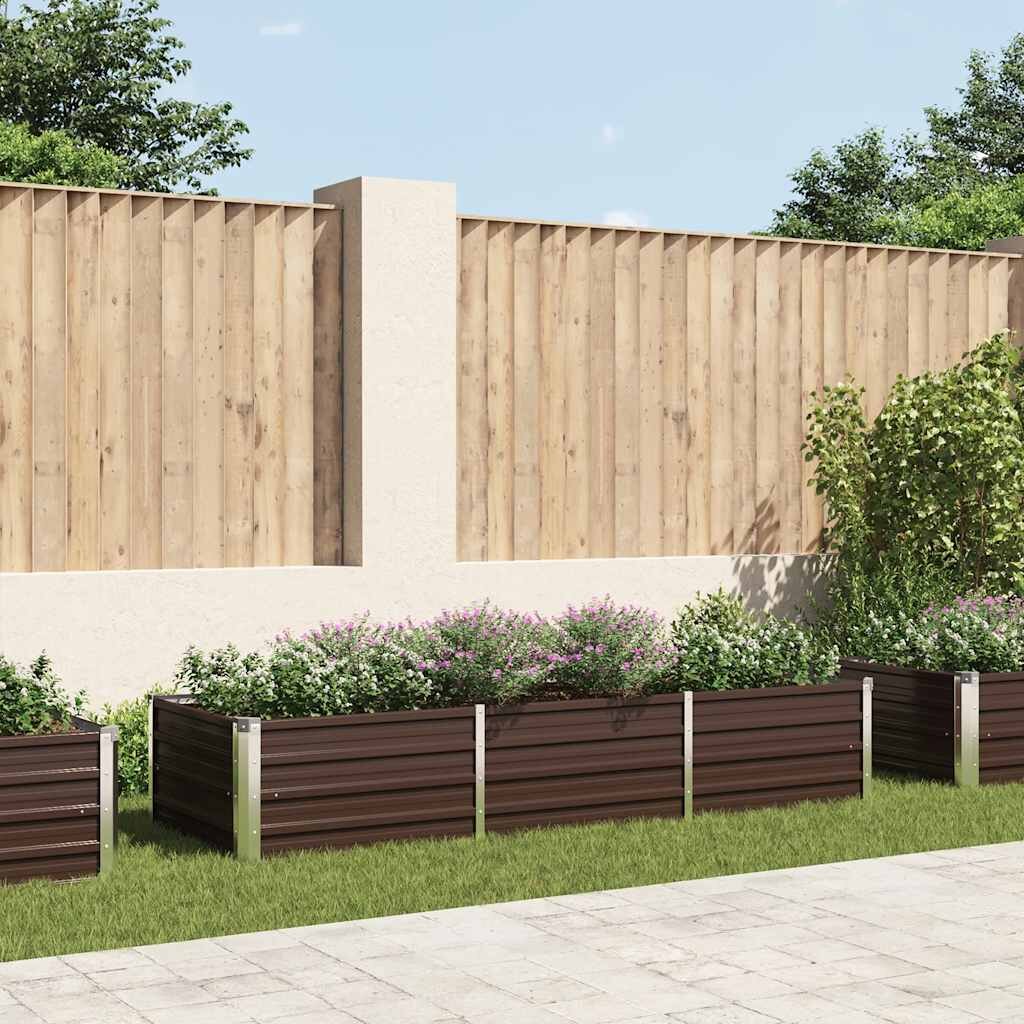 vidaXL Градинска висока леха кафява 240x80x45 см поцинкована стомана