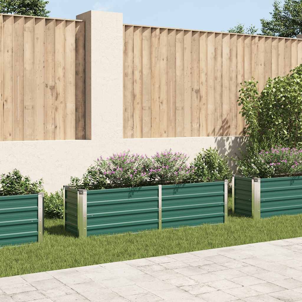 vidaXL Градинска висока леха поцинкована стомана 160x40x45 см зелена