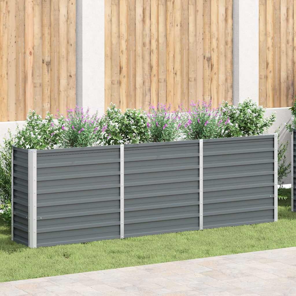 vidaXL Градинска висока леха поцинкована стомана 240x40х77 см сива
