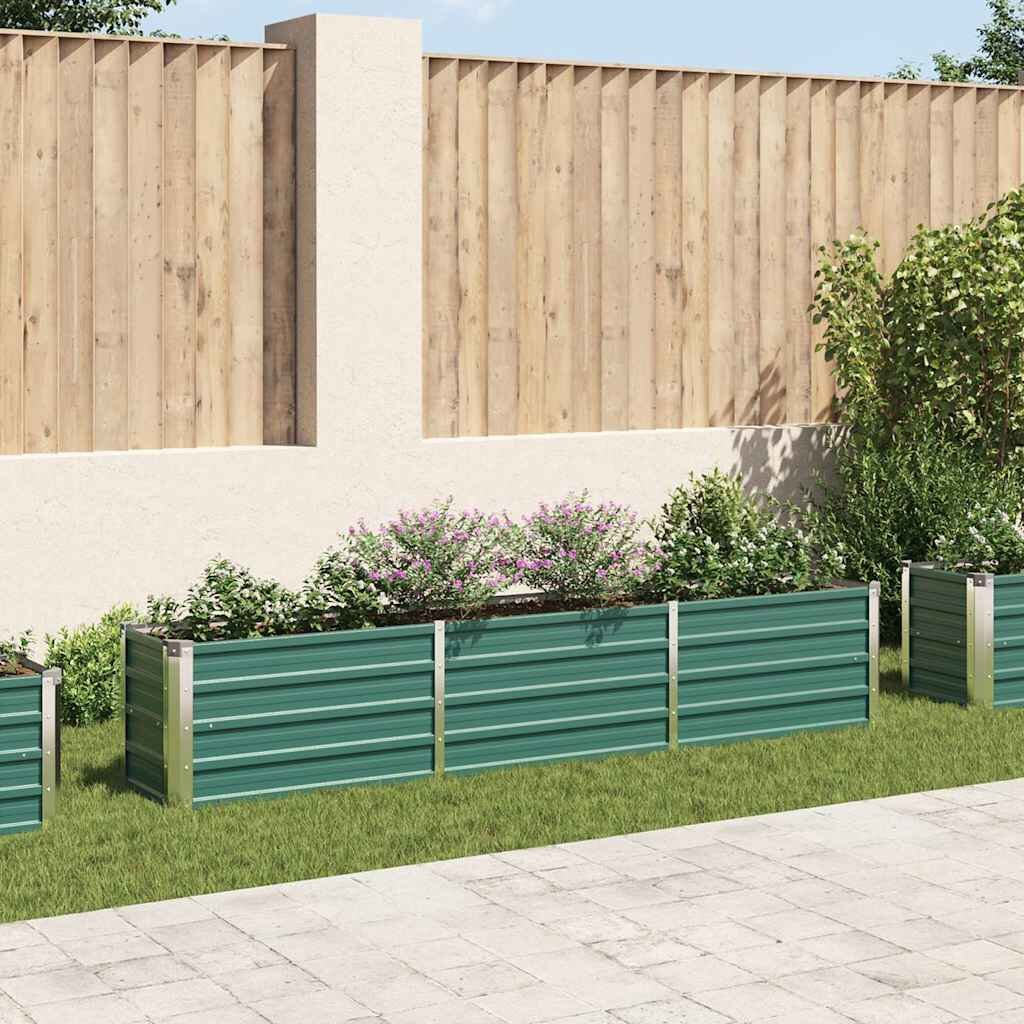 vidaXL Градинска висока леха поцинкована стомана 240x40x45 см зелена