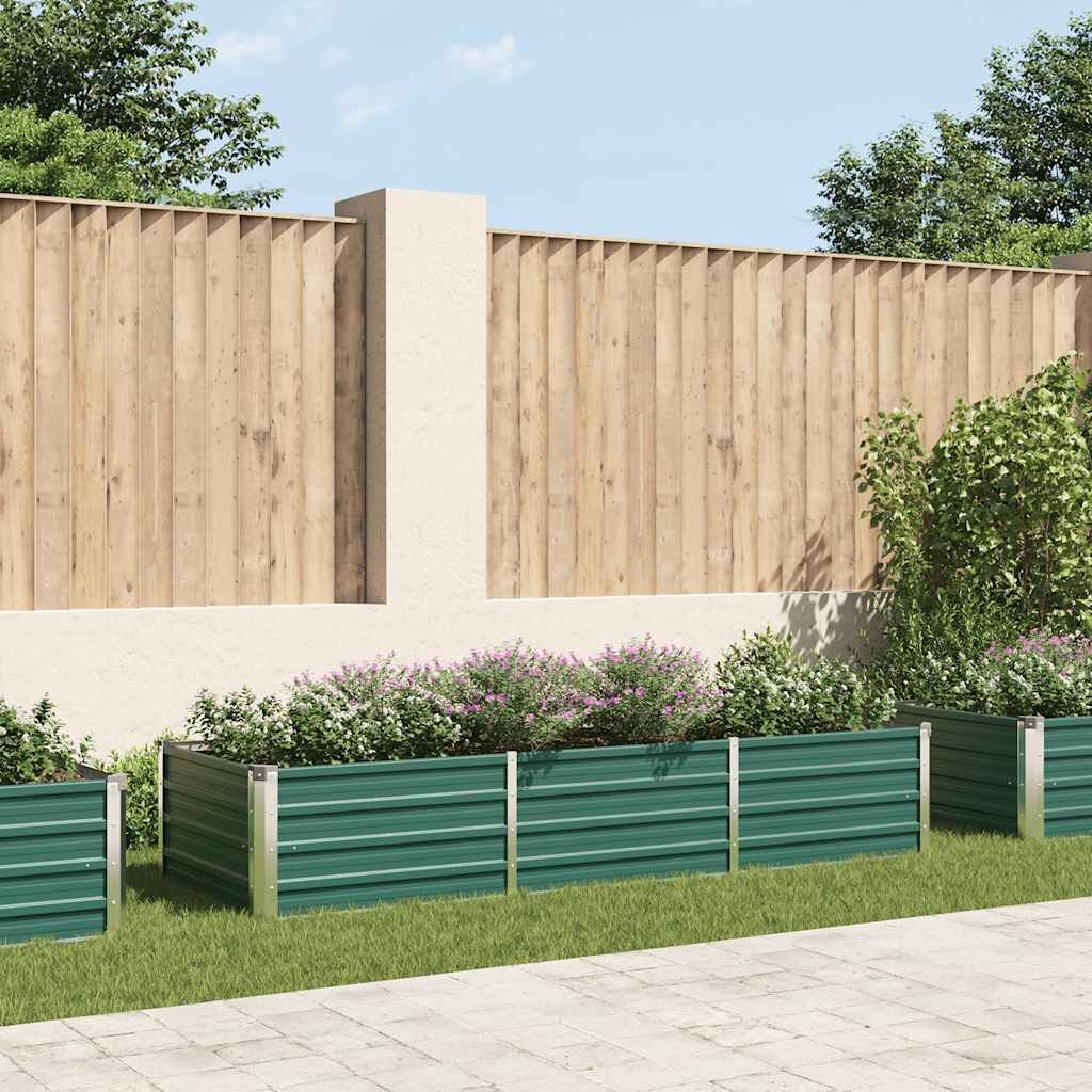 vidaXL Градинска висока леха поцинкована стомана 240x80x45 см зелена