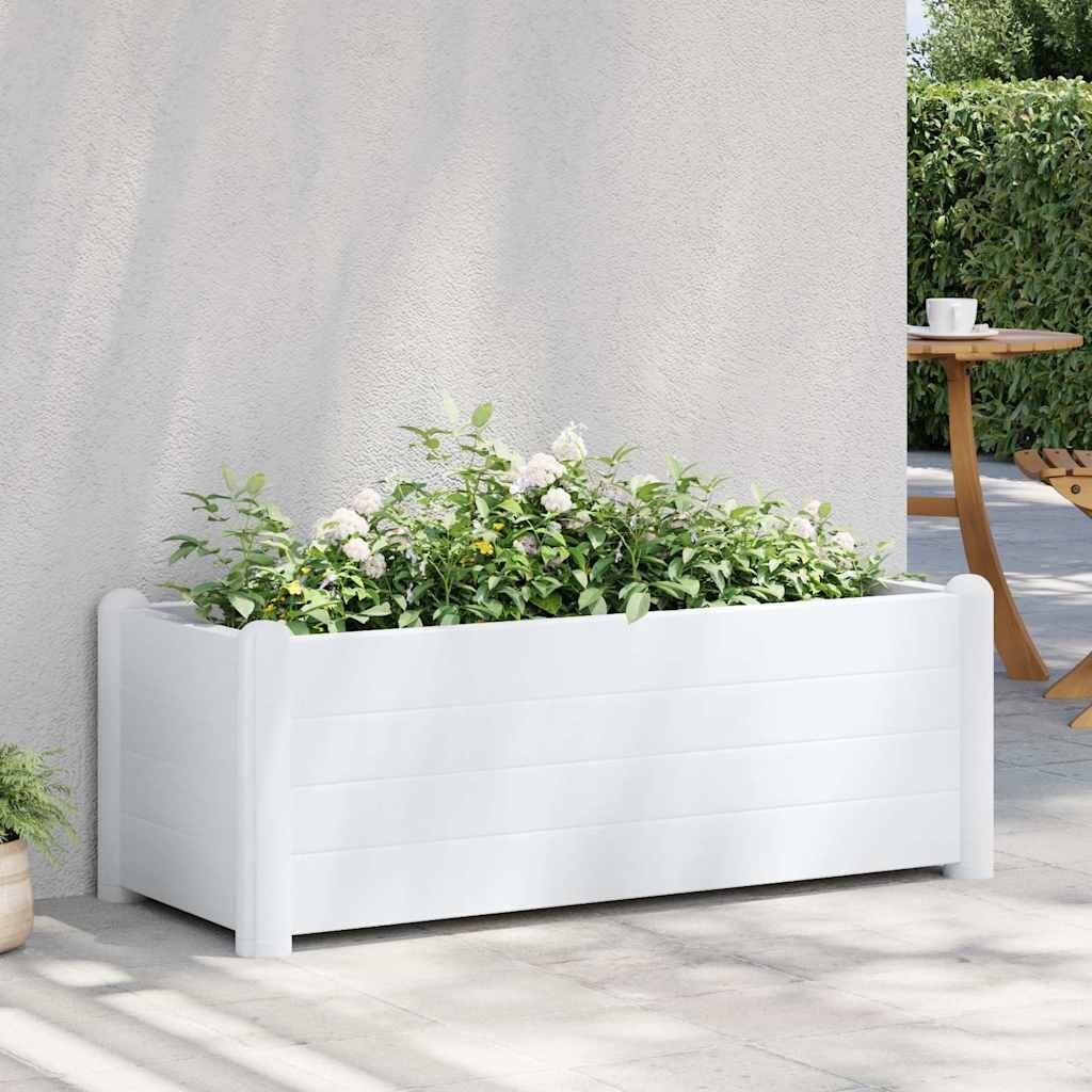 vidaXL Градинска висока леха PP бяла 100x43x35 см