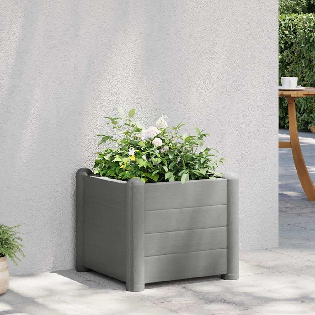 vidaXL Градинска висока леха PP сива 43x43x35 см
