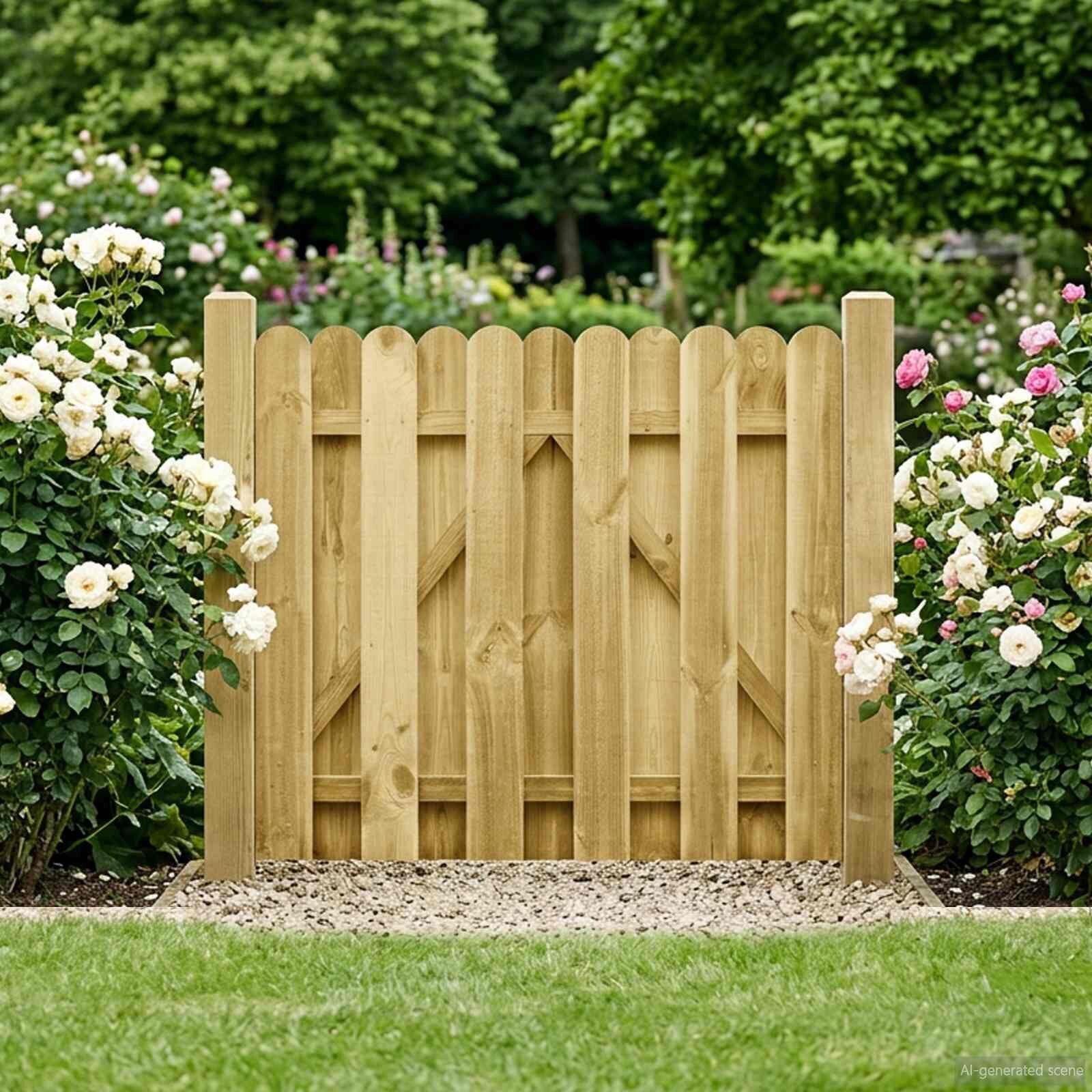 vidaXL Градинска врата 100 x 100 cm Масивна борова дървесина Зелено