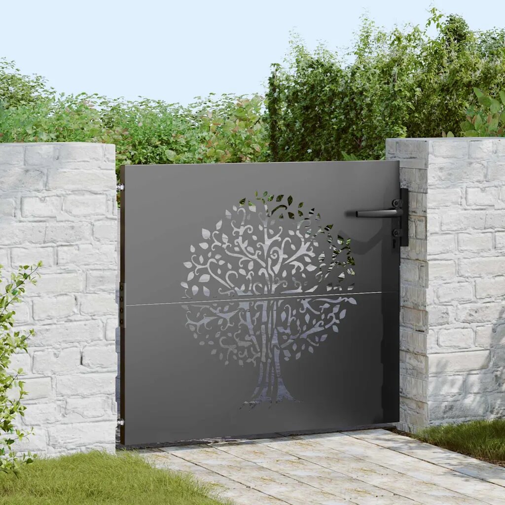 vidaXL Градинска врата 85 x 100 cm Прахово покритие стомана С ключалка